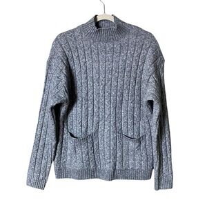 St Johns Bay Cable Knit Sweater Medium Preppy Gray Fisherman Indie Forest Goblin